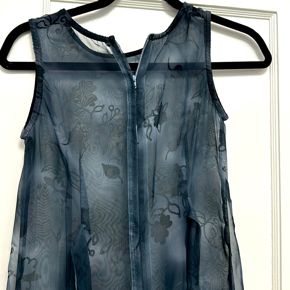 90s sheer floral blue dress